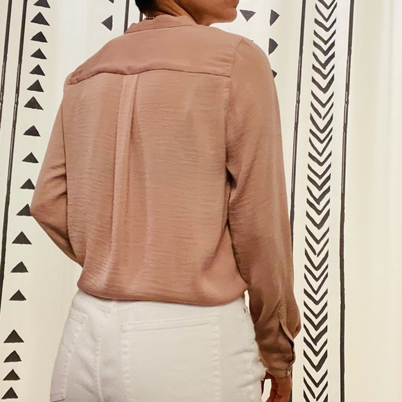 Satin Pink Button Up Top - Picture 4 of 7